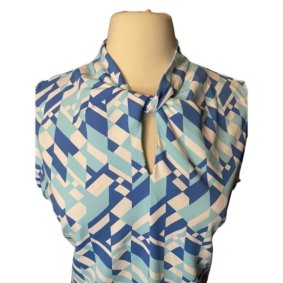 J. McLaughlin Sleeveless Blue Shift Dress XL Stretch Keyhole Jersey Catalina - Picture 2 of 9